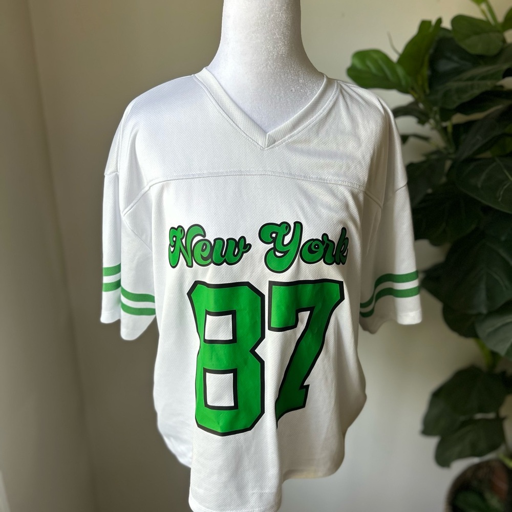 White and Green Graphic Tee